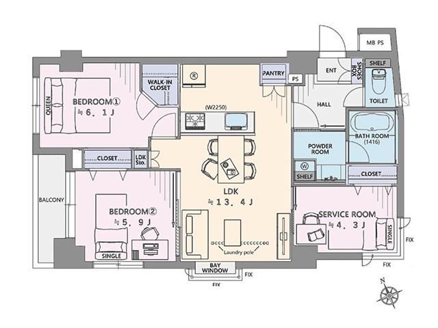2LDK+S apartment in Shinjuku Ward, Tokyo - Photo 1