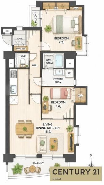 2LDK apartment in Higashi Ward, Nagoya, Aichi - Photo 1