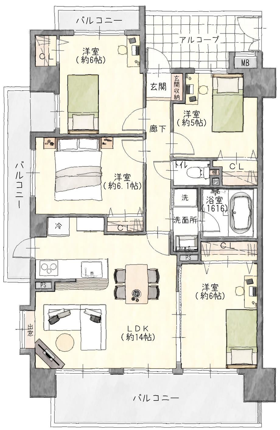 4LDK apartment in Minato Ward, Nagoya, Aichi - Photo 1