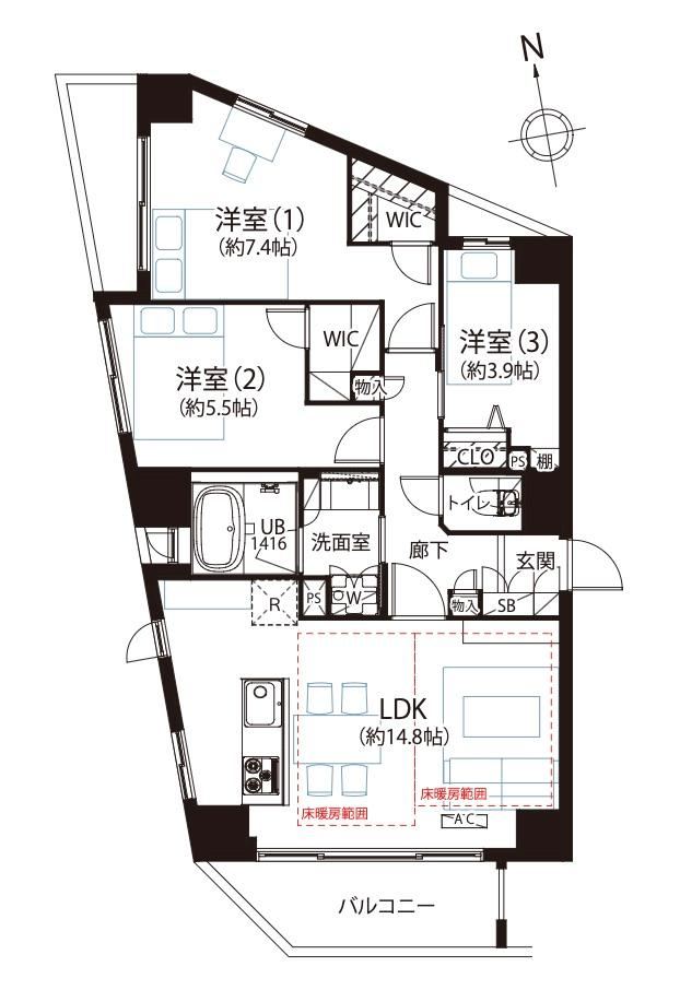 3LDK apartment in Shinjuku Ward, Tokyo - Photo 1