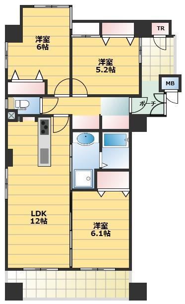 3LDK apartment in Minato Ward, Osaka - Photo 1