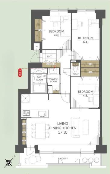3LDK apartment in Nishi Ward, Sapporo, Hokkaido - Photo 1