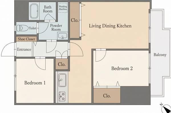 2LDK apartment in Shinagawa Ward, Tokyo - Photo 1