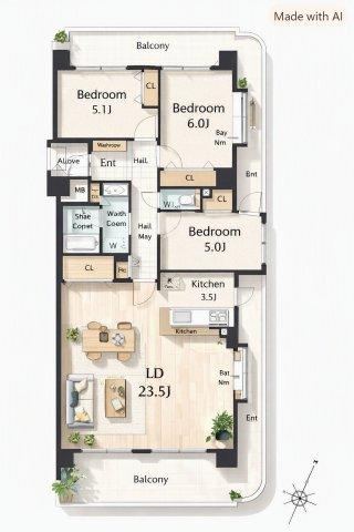 3LDK apartment in Konan, Aichi - Photo 1