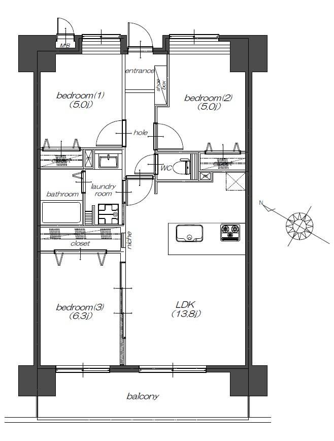 3LDK apartment in Chikushino, Fukuoka - Photo 1