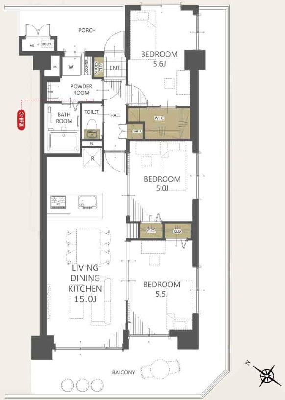 3LDK apartment in Midori Ward, Yokohama, Kanagawa - Photo 1