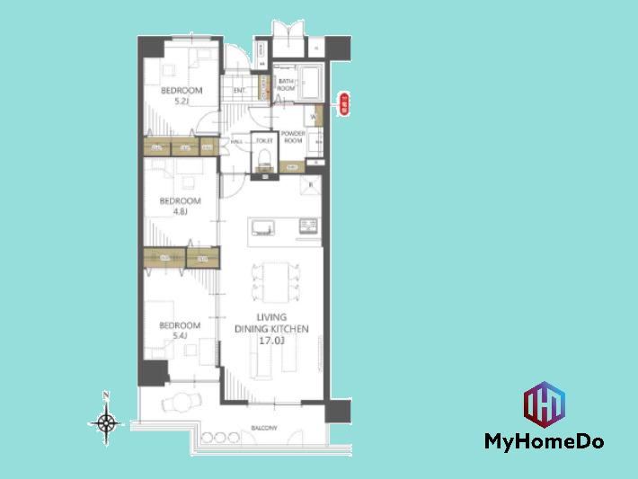3LDK apartment in Kasugai, Aichi - Photo 1