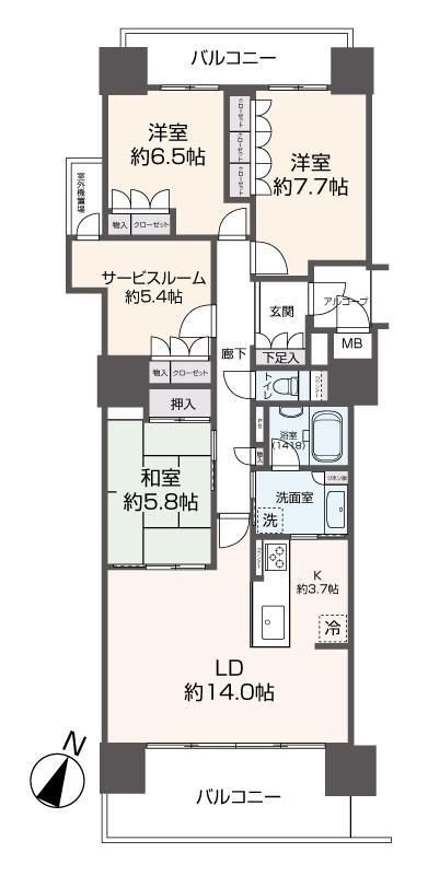 3LDK+S apartment in Saeki Ward, Hiroshima - Photo 1
