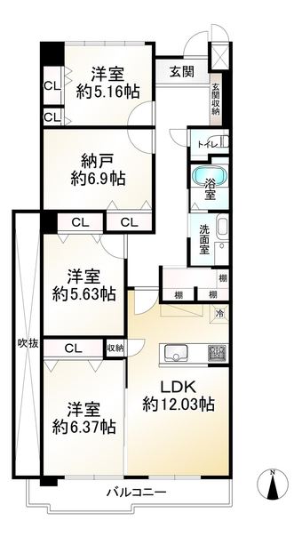 3LDK+S apartment in Oyamazaki, Otokuni District