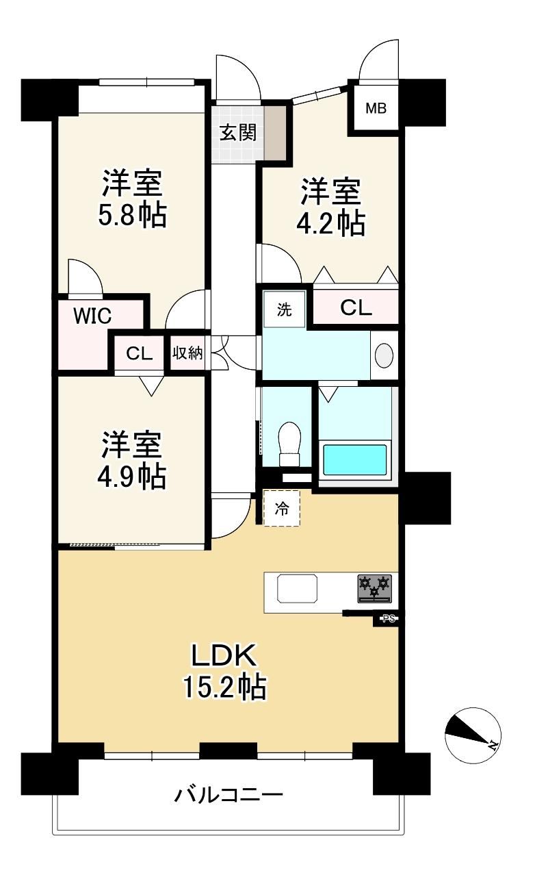 3LDK apartment in Chuo Ward, Kobe, Hyogo - Photo 1