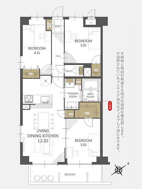 3LDK apartment in Funabashi, Chiba - Photo 1