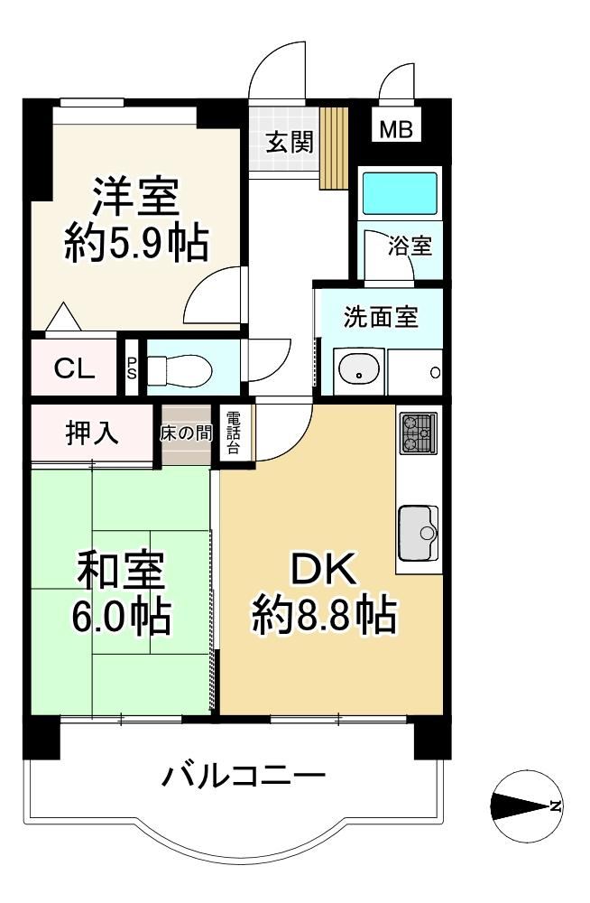 2DK apartment in Oita, Oita - Photo 1