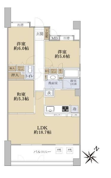 3LDK apartment in Higashi Ward, Fukuoka - Photo 1