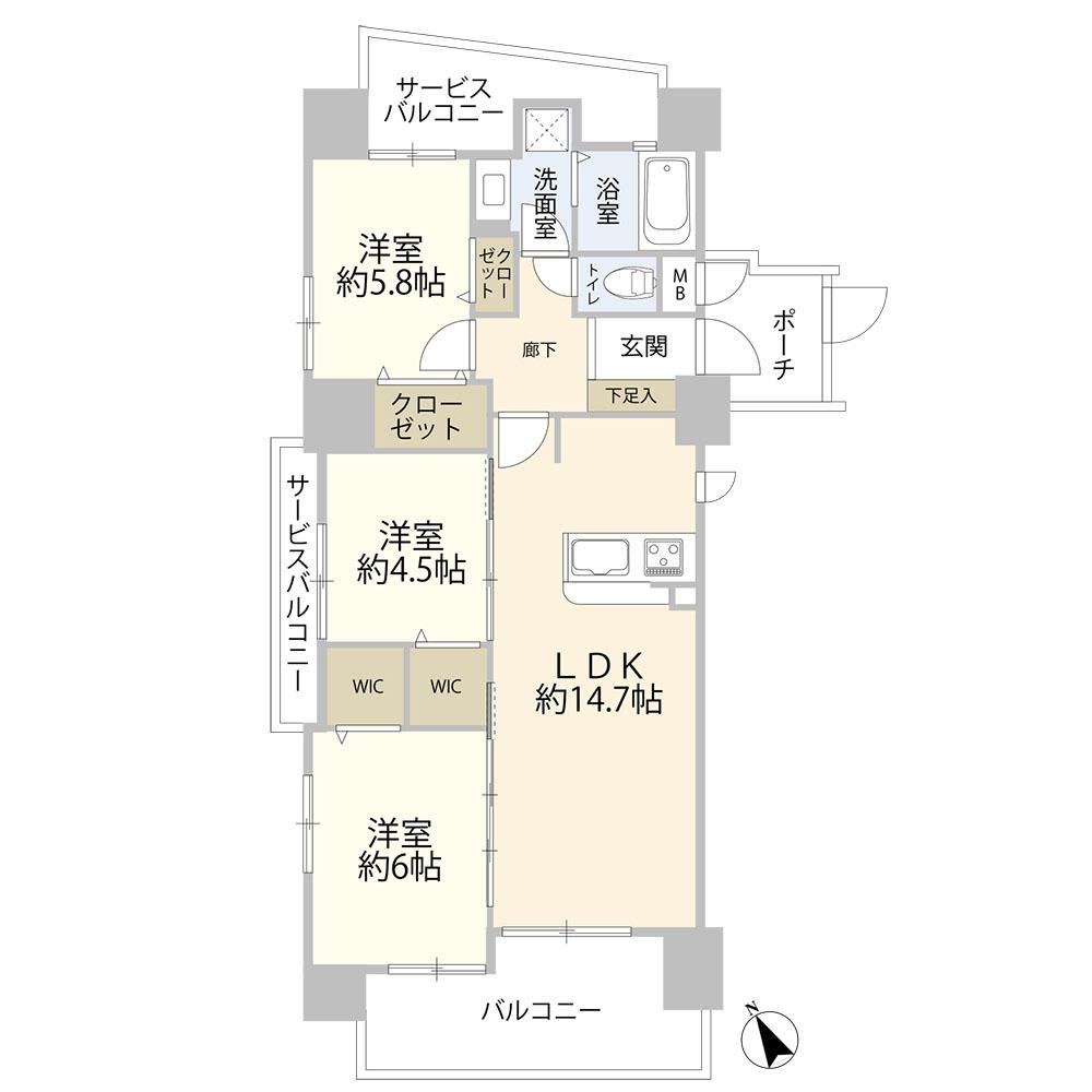 3LDK apartment in Nishinomiya, Hyogo - Photo 1