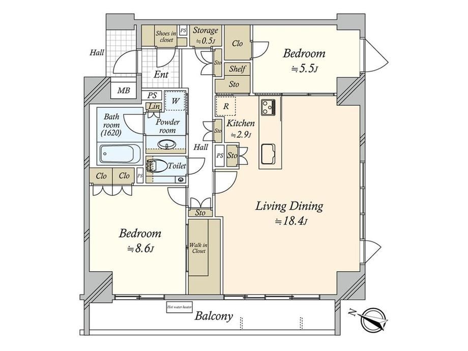 2LDK apartment in Meguro Ward, Tokyo - Photo 1