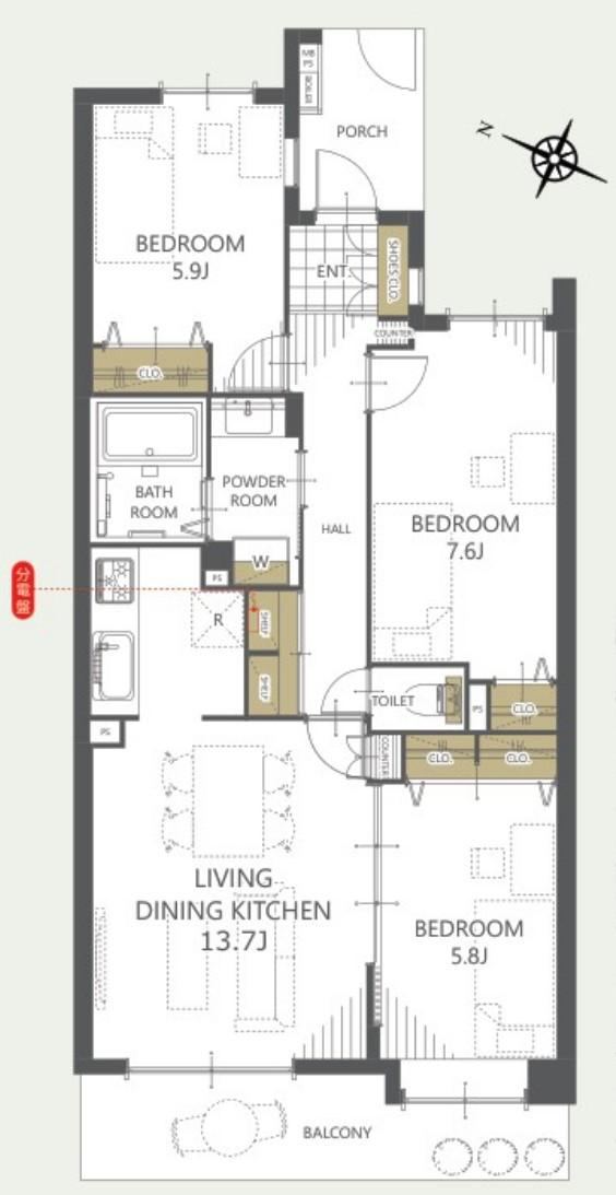 3LDK apartment in Wako, Saitama - Photo 1