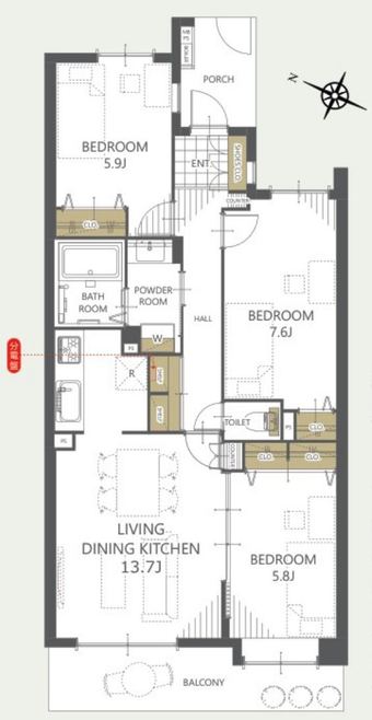 3LDK apartment in Wako