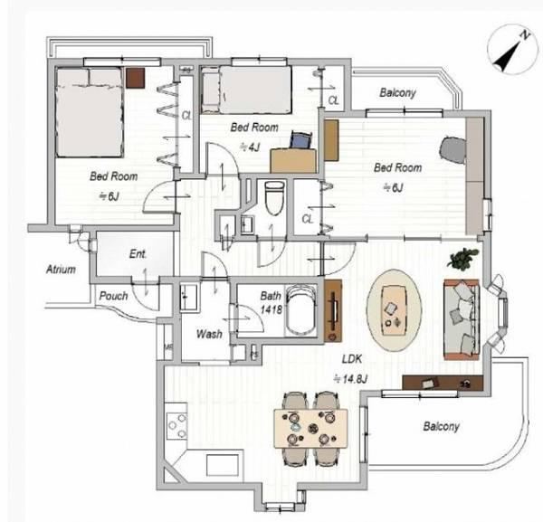 3LDK apartment in Higashinada Ward, Kobe, Hyogo - Photo 1