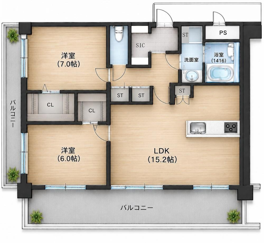 2LDK apartment in Hyogo Ward, Kobe, Hyogo - Photo 1