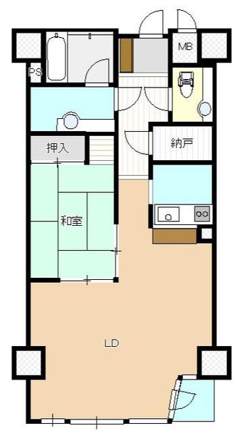 1LDK+S apartment in Minamitsuru District