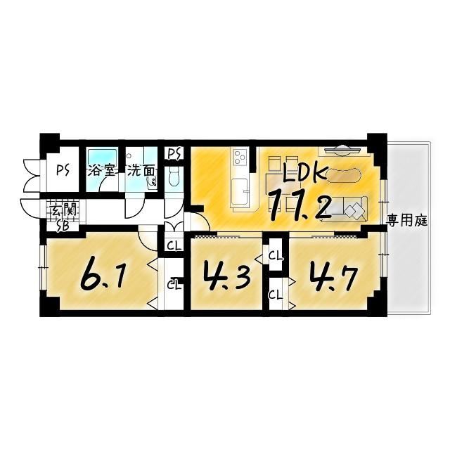 3LDK apartment in Nagaokakyo, Kyoto - Photo 1