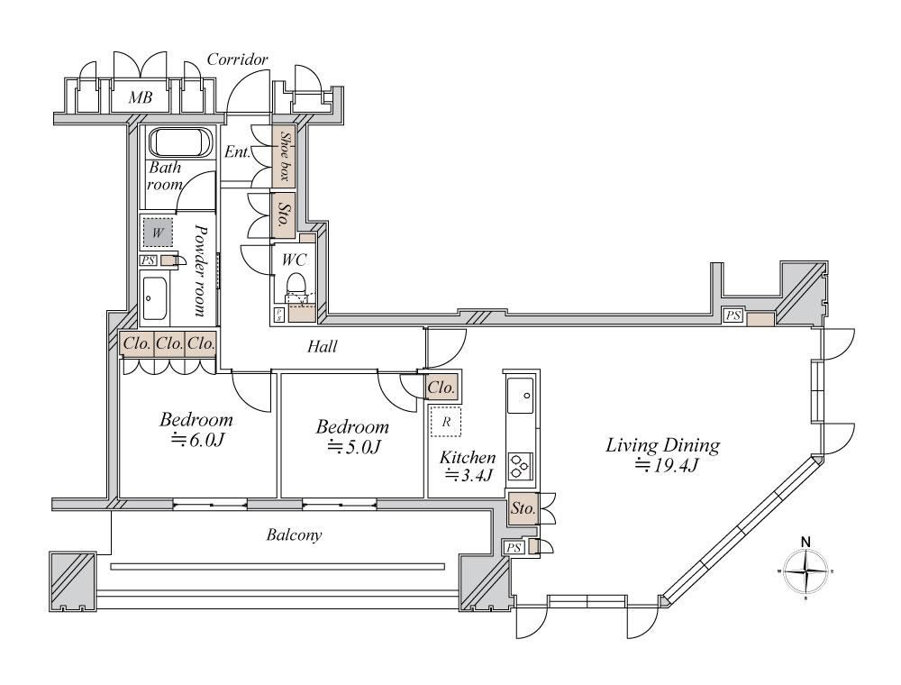 2LDK apartment in Chuo Ward, Osaka - Photo 1