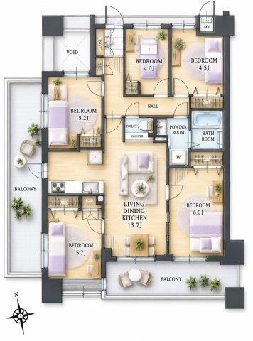 5LDK apartment in Hakata Ward, Fukuoka - Photo 1
