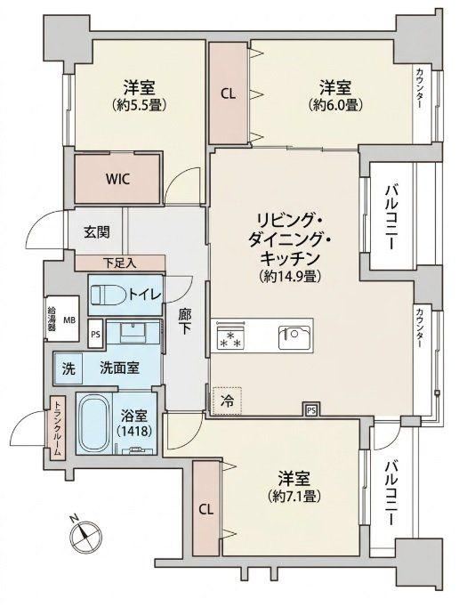 3LDK apartment in Tsurumi Ward, Yokohama, Kanagawa - Photo 1