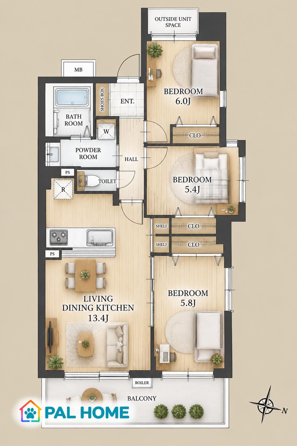3LDK apartment in Urawa Ward, Saitama - Photo 1
