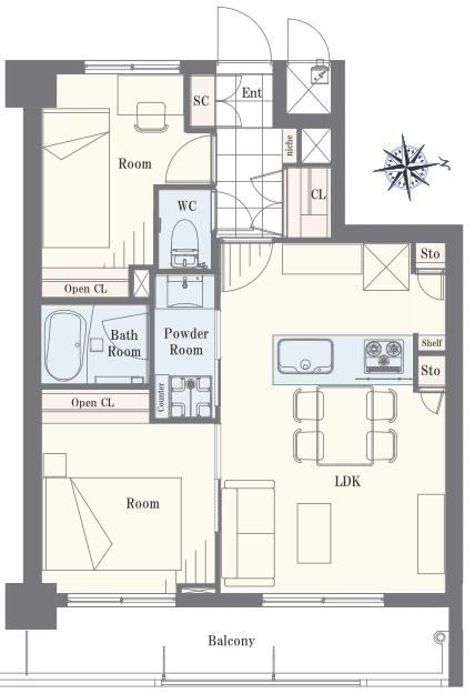 2LDK apartment in Minato Ward, Tokyo - Photo 1