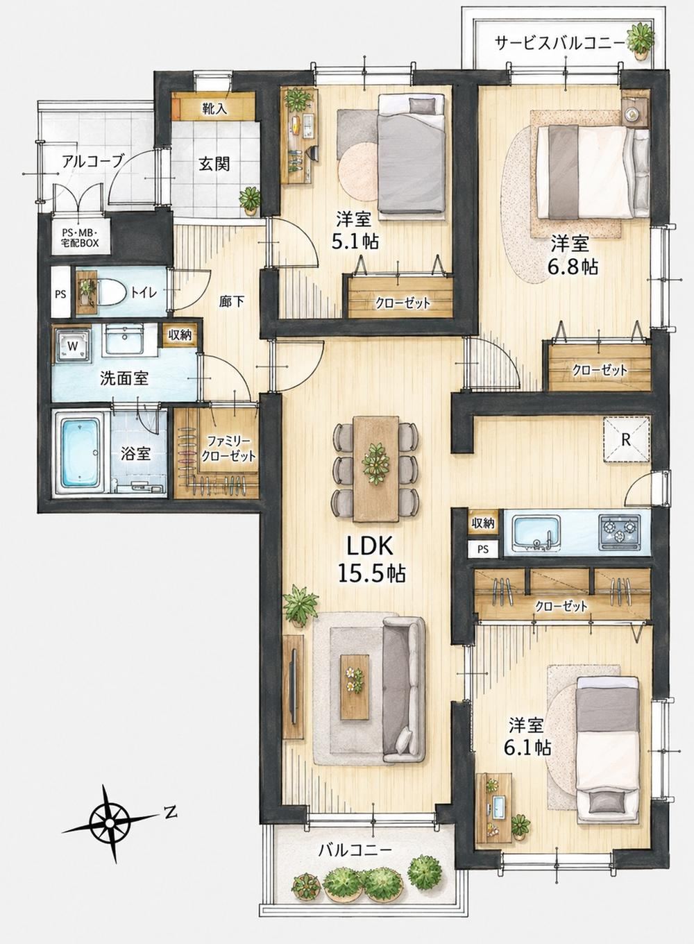 3LDK apartment in Aoba Ward, Sendai, Miyagi - Photo 1