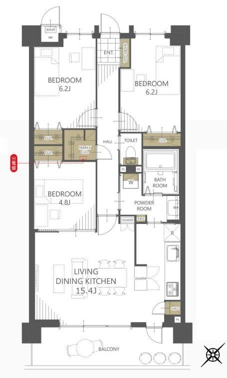 3LDK apartment in Kusatsu, Shiga - Photo 1