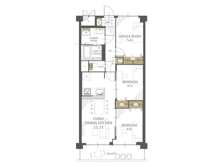 2LDK+S apartment in Naniwa Ward, Osaka - Photo 1