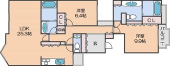 2LDK apartment in Suminoe Ward