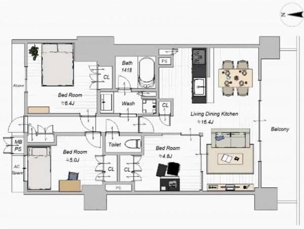 3LDK apartment in Chuo Ward, Kobe, Hyogo - Photo 1