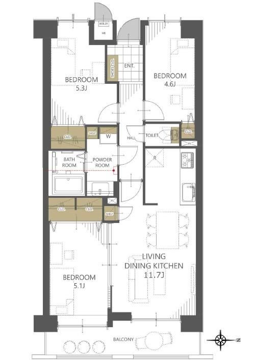 3LDK apartment in Saeki Ward, Hiroshima - Photo 1