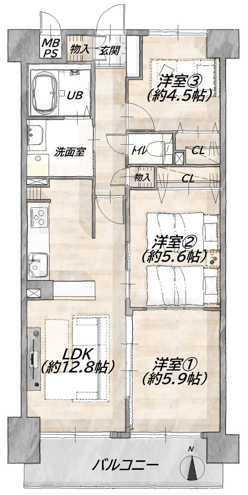 3LDK apartment in Taihaku Ward, Sendai, Miyagi - Photo 1