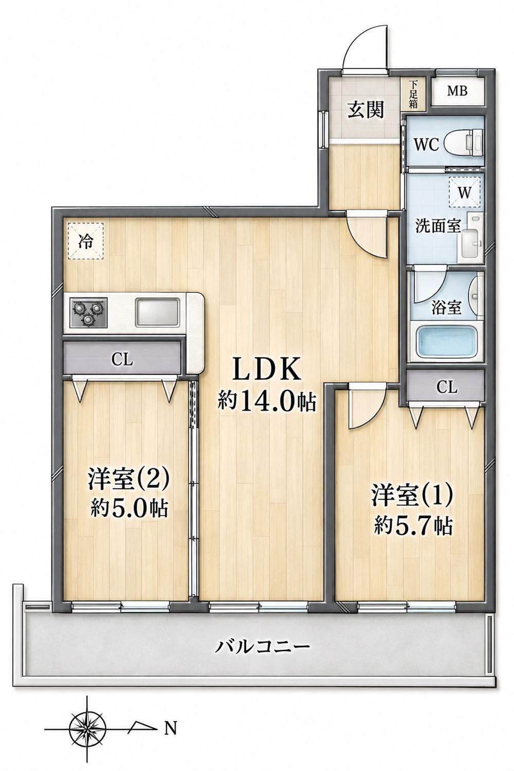 2LDK apartment in Yamato, Kanagawa - Photo 1