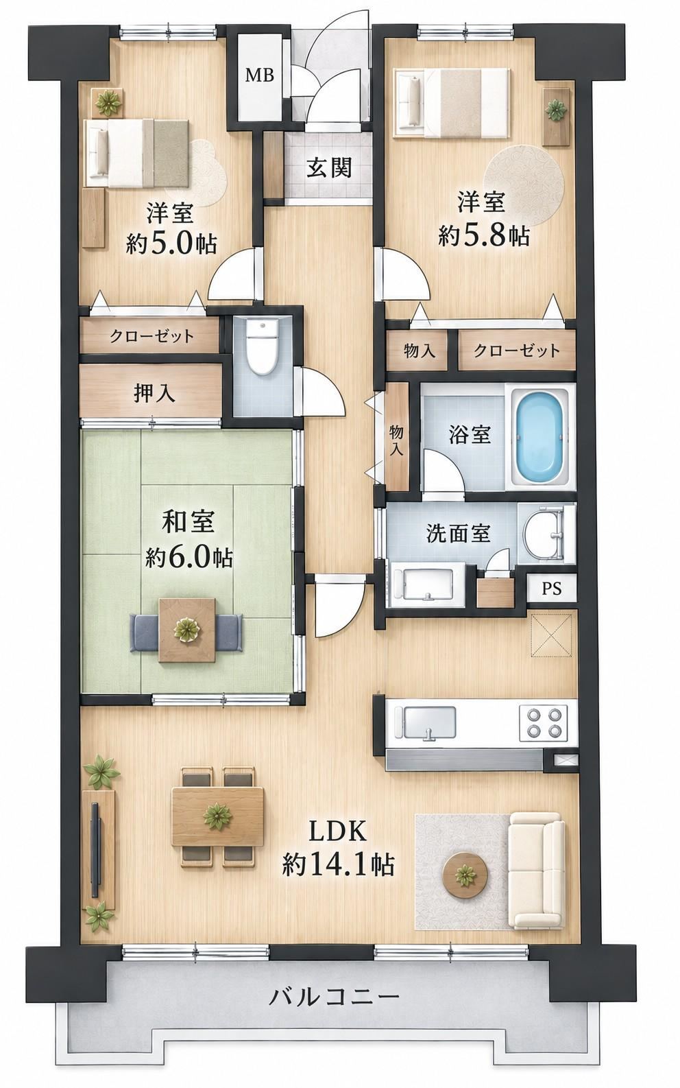 3LDK apartment in Akashi, Hyogo - Photo 1