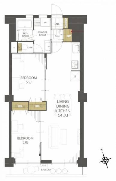 2LDK apartment in Tsurumi Ward, Yokohama, Kanagawa - Photo 1