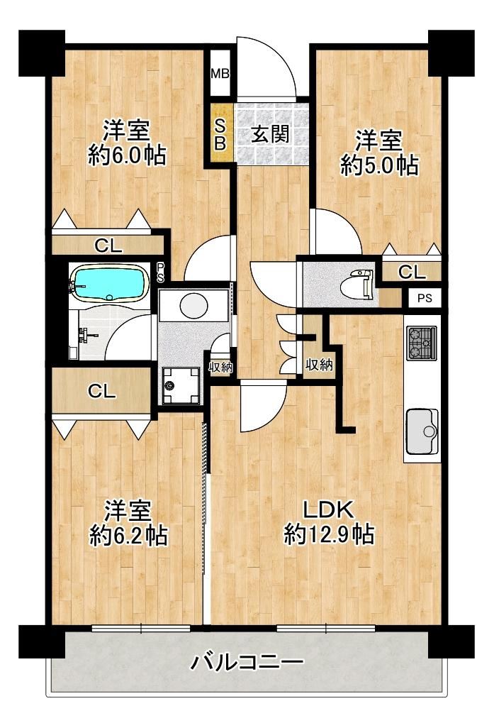 3LDK apartment in Minato Ward, Osaka - Photo 1