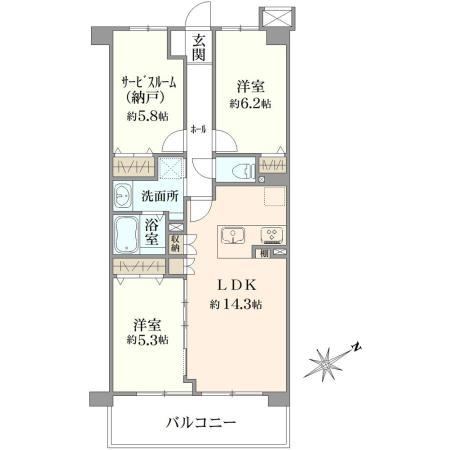 2LDK+S apartment in Funabashi, Chiba - Photo 1