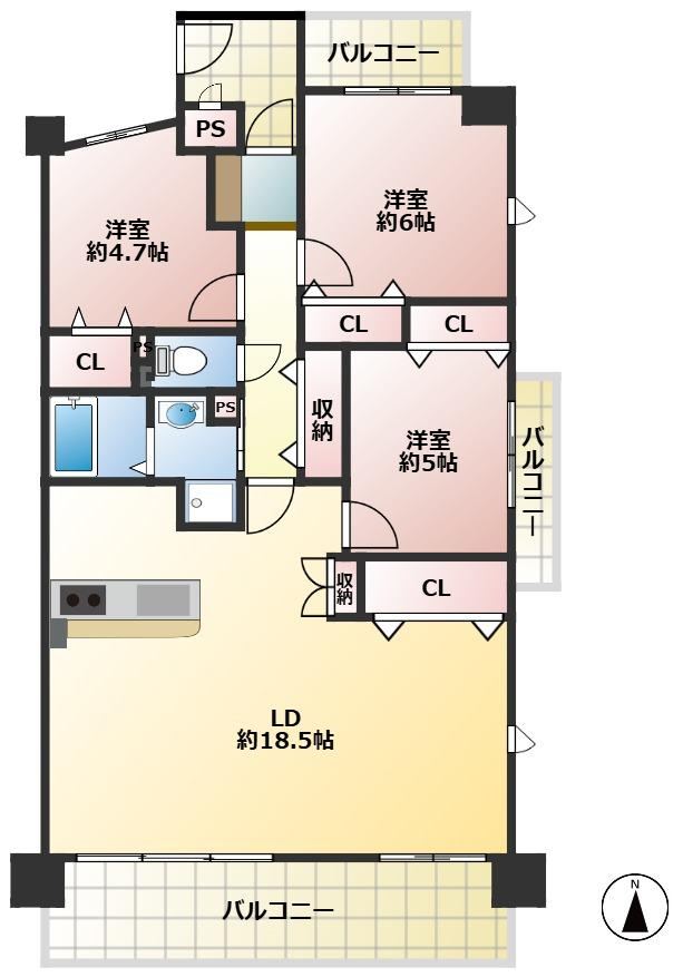 3LDK apartment in Ichinomiya, Aichi - Photo 1