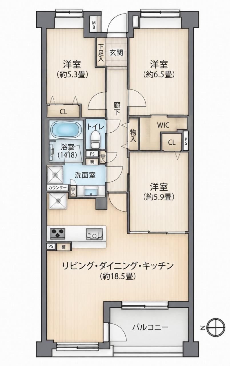 3LDK apartment in Takatsu Ward, Kawasaki, Kanagawa - Photo 1