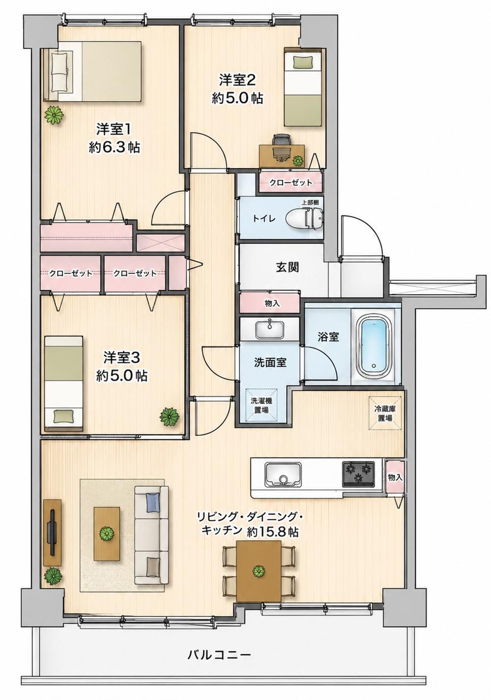 3LDK apartment in Nishinomiya, Hyogo - Photo 1