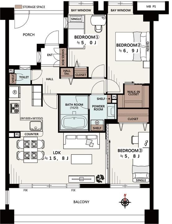 3LDK apartment in Kohoku Ward, Yokohama, Kanagawa - Photo 1