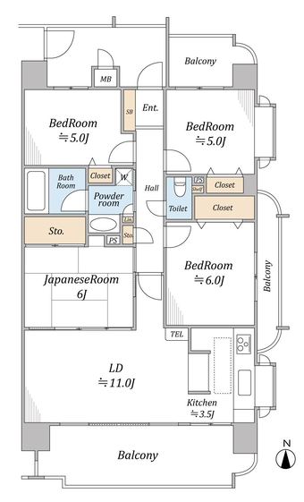 4LDK apartment in Minato Ward, Nagoya
