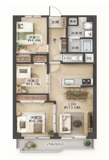 3LDK apartment in Suminoe Ward, Osaka - Photo 1
