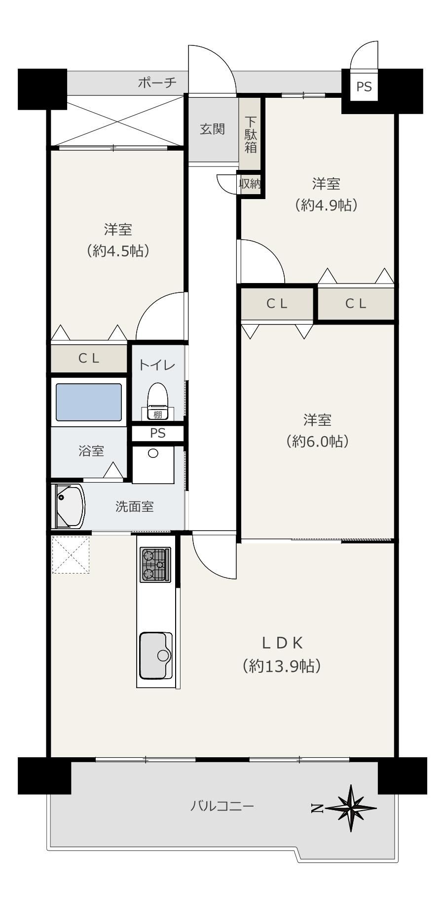 3LDK apartment in Tsurumi Ward, Osaka - Photo 1