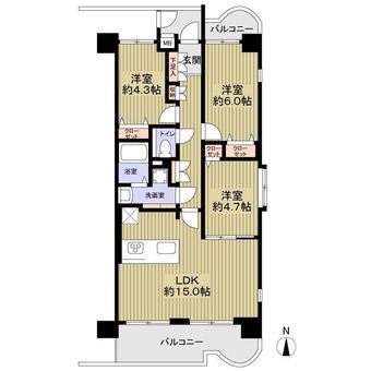 2LDK+S apartment in Nishi Ward, Nagoya